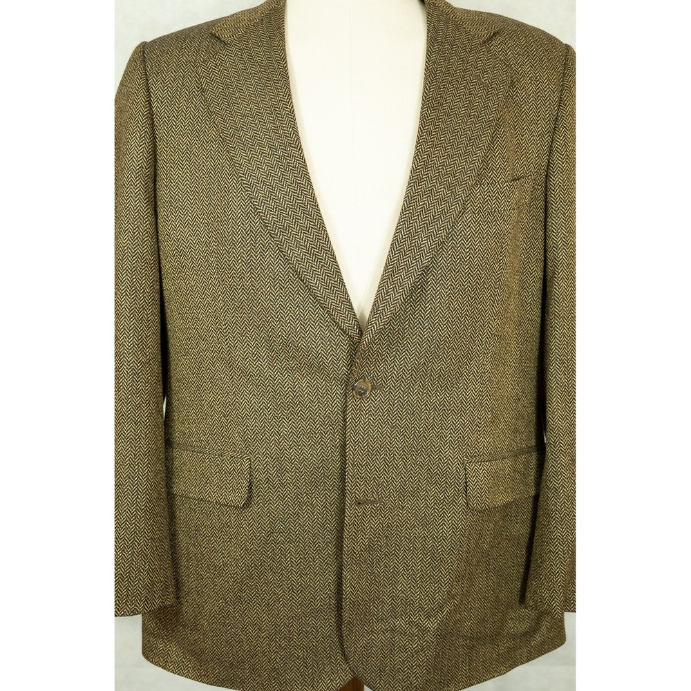Brooks Brothers Mens 41R Silk Wool Herringbone Blazer Sport Coat Brown Tan